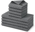 8 Pack Kitchen Towels and Dishcloths Set, Dark Grey