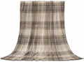 Taupe Oatmeal Plaid Throw Blanket for Couch, Traditional Striped Lines