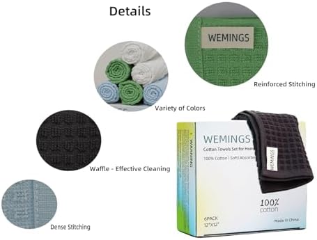 Cotton Dishcloths Set for Home and Kitchen Cleaning - 100% Cotton