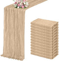 Beige Boho Cheesecloth Table Runner 12 Pack 17x108 Inch Sheer Gauze