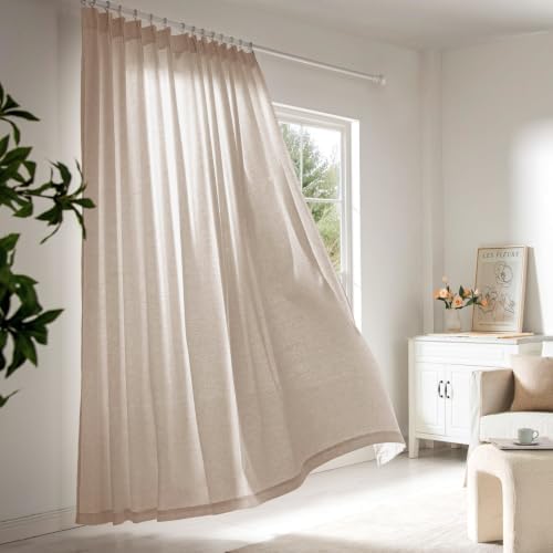 ANRODUO Birch White Pinch Pleated Linen Curtains 108 Inches Long 2