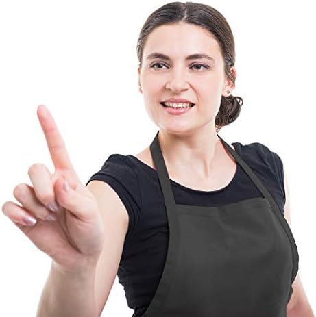 9 Pieces Black Aprons Bulk for Wowen Men Adult Unisex with 2 Pockets