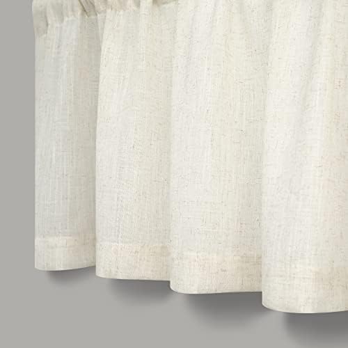Pitalk 18 Inch Cream Linen Sheer Valance for Window and 84 Inch Cream