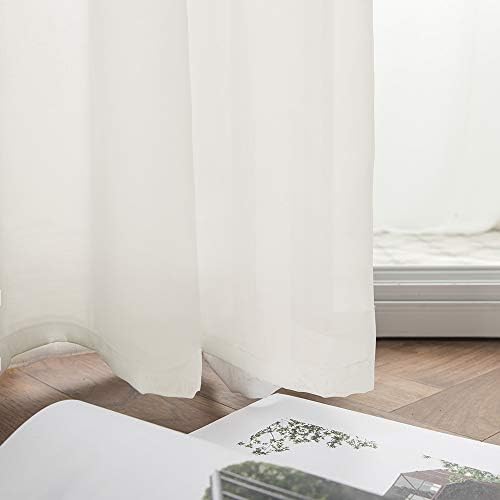 MIULEE 2 Panels Solid Color Ivory Sheer Curtains Elegant Grommet Top