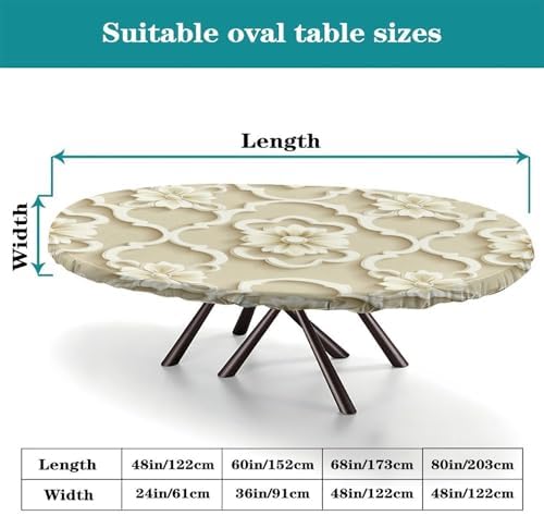 Table Pad Protector, Beige and White Geometric Pattern Printed on