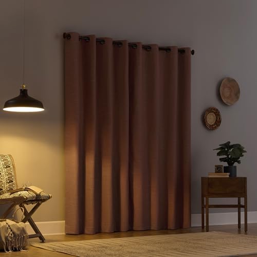Archaeo Textured Linen Blend Grommet Top Curtain, 50" x 84", Pecan