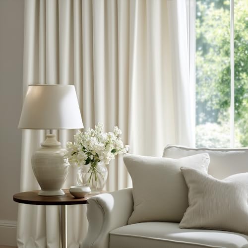 120 Inch Long Ivory Velvet Curtains Luxury Minimalist Pinch Pleated