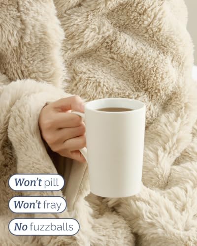 Faux Fur Throw Blanket - King Size Bubble Blanket - 90" x 108", Cream