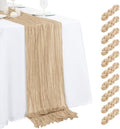 10 Pack Beige Cheesecloth Table Runner 17x108 Inch Semi Sheer Boho