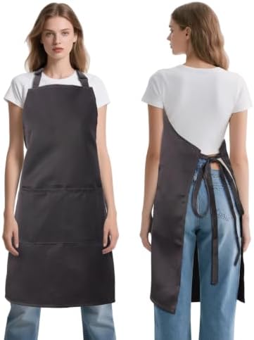 Kitchen Bib Chef Apron for Women Men with Pockets