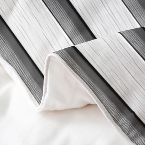 Feelyou White Grey Striped Duvet Cover 100% Cotton King Size