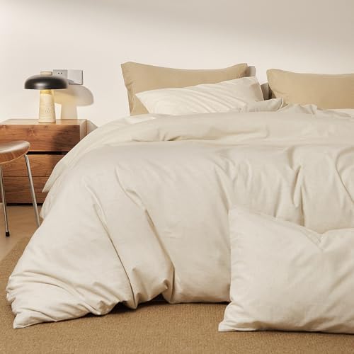 Beige Duvet Cover Twin Cotton Linen Boho Comforter Cover Twin Soft