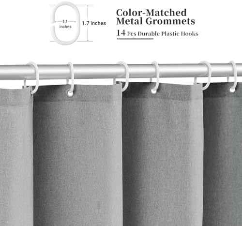 BTTN 84x72 Boho Scalloped Linen Textured Cloth Shower Curtain