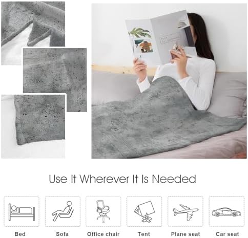 Flannel Fleece Blanket 60" x 80", Grey Vintage Microfiber Cozy Soft