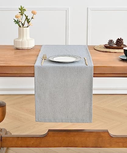 Wracra Linen Table Runner, Burlap Sliver Grey Table Runners 72 Inches