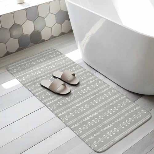 Long Bathroom Runner Rug, Modern Minimalist Absorbent Non Slip