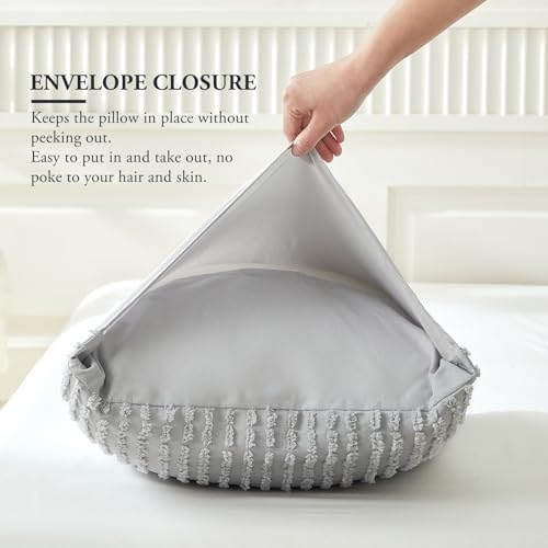 WARMDERN Grey Tufted Pillow Cases Queen Size, 6 Pack, Solid Corlor
