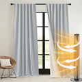 RYB HOME Faux Linen Living Room Curtains Pinch Pleated, Light Block