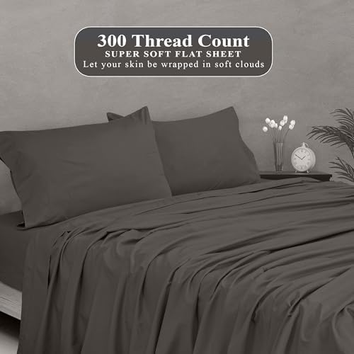 Royale Linens 300 Thread Count 100% Cotton King Flat Sheet - Super