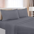 King Cotton Bed Sheet Set, Dark Grey, 4-Pcs, 16'' Deep Pocket