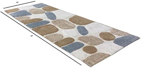 Ramanta Home Cotton Pebble Stone Bath Runner - Grey Beige 24x60 Inches