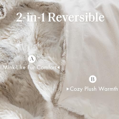 Madison Park Zuri Reversible Faux Fur Bed Blanket, 108 x 90, Snow