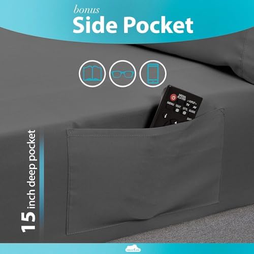 DREAMCARE Twin XL Sheets - Twin XL - Extra Deep - Dark Gray