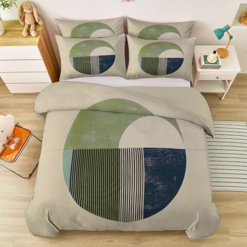 Light Gray Minimalism Theme Duvet Cover Queen Size, Minimalist Circles