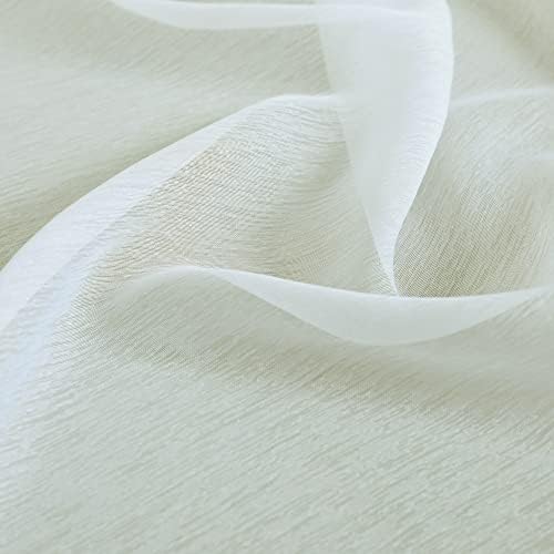 Mrs.Naturall Cream Ivory Silky Sheer Curtains, Clear Light Weight