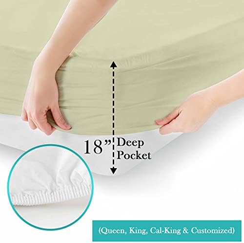 Cal-King Ivory Fitted Sheet 18 Inches Deep Pockets Soft & Silky Cool