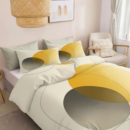 California King Duvet Cover Set Minimalist Circle Lines Bedding with