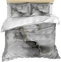 Grey Ombre Marble Queen Size Duvet Cover, Modern Gray Marble Crack
