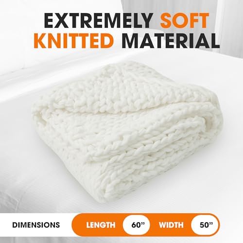 Cheer Collection Chunky Knit Blanket - Throw Blankets for Bed & Couch