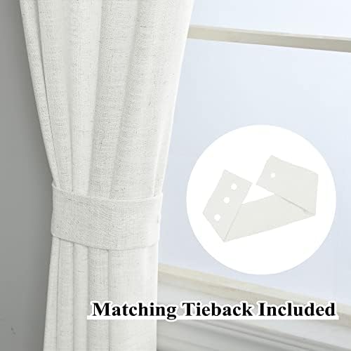 Fcosie Beige White Linen Drapes 120 Inches Long Privacy Room Divider