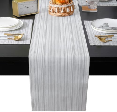 Modern Light Gray Lines Table Runner and Placemats Set of 4 Vintage