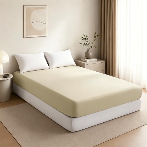 Aerlomi Twin XL Fitted Sheet, 39x80, Brushed Microfiber, Light Taupe
