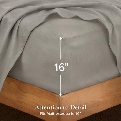 Andency Solid Dark Grey King Size Cotton Sateen Sheets Set Soft