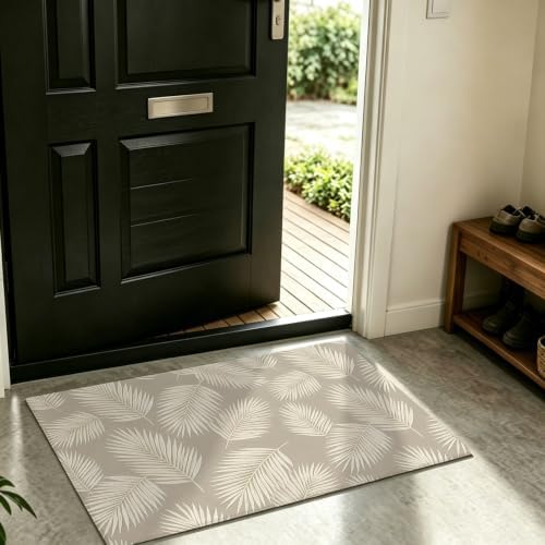 Taupe Palm Leaves Door Mat Indoor Welcome Mats Front Door Mat Outside