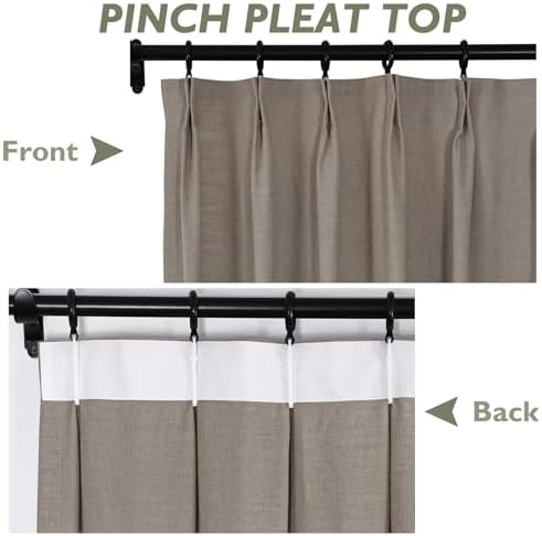 Fcosie Rock Grey Extra Long Natural Linen Curtains 108 Inches Long