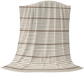 Beige Stripes Blanket Plush Cozy Fuzzy Throw Blanket for Couch/Travel