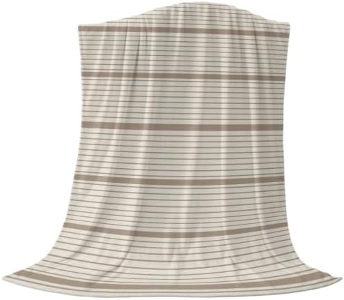 Beige Stripes Blanket Plush Cozy Fuzzy Throw Blanket for Couch/Travel