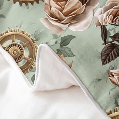Erosebridal Sage Green Flowers 100% Cotton Duvet Cover Queen Boho