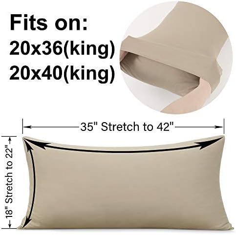 N&Y HOME 2-Pack Stretch Pillow Cases, King Size 20x36/20x40, Taupe