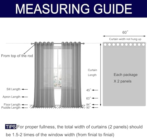 DWCN Semi Sheer Curtains, Grommet Top Window Curtains for Bedroom