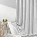 Seenus Boho Chic Shower Curtain Heavyweight with Tassels, Grey Linen