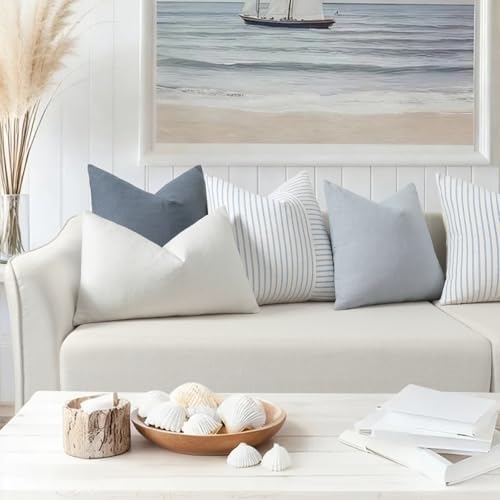 YCOLL Farmhouse Pillow Covers 22x22, Modern Accent Square Throw Pillow