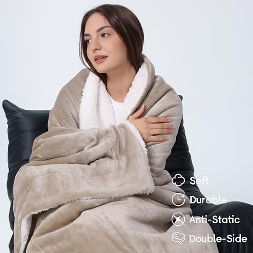 WDCOZY Sherpa Fleece Throw Blanket 108"x90", Soft Warm Bed Blankets