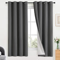 Yakamok 100% Blackout Curtains 52x63 inch Length Charcoal Grey-Bedroom