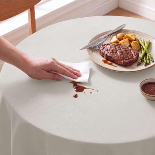 H.VERSAILTEX Linen Textured Table Cloths Round 70 Inch Premium Solid