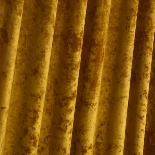 Lux Warm Gold Crushed Velvet Curtains 2 Panel Set - 120 inches Long